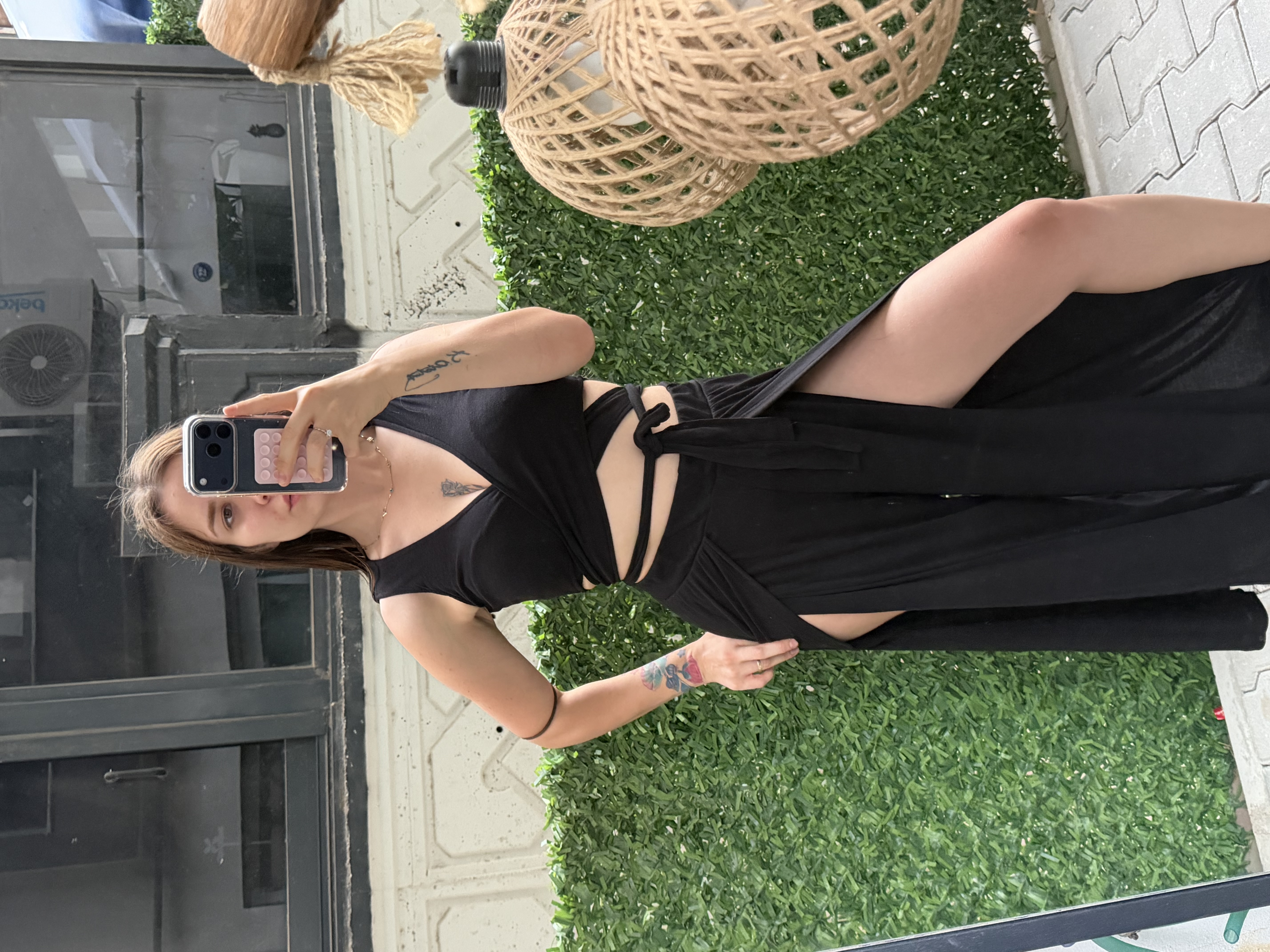 Kruvaze Detay Crop Derin Yırtmaç Detaylı Pantolonlu Sexy Takım