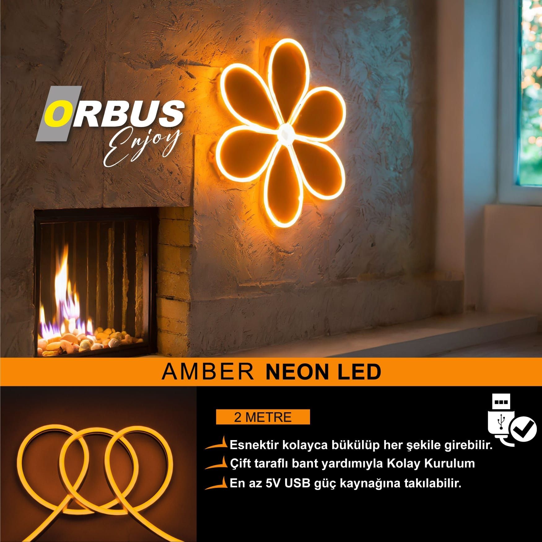 Amber Neon Şerit Led