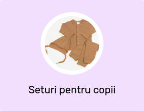 Set bebelusi 3 piese din bumbac maro cu dungi colorate