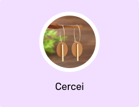 Cercei ovali maro cu bara aurie, design minimalist modern