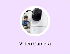 Eufy 2K Indoor Home Security Camera, with voice assistants, motion tracking, night vision, requires micro SD card