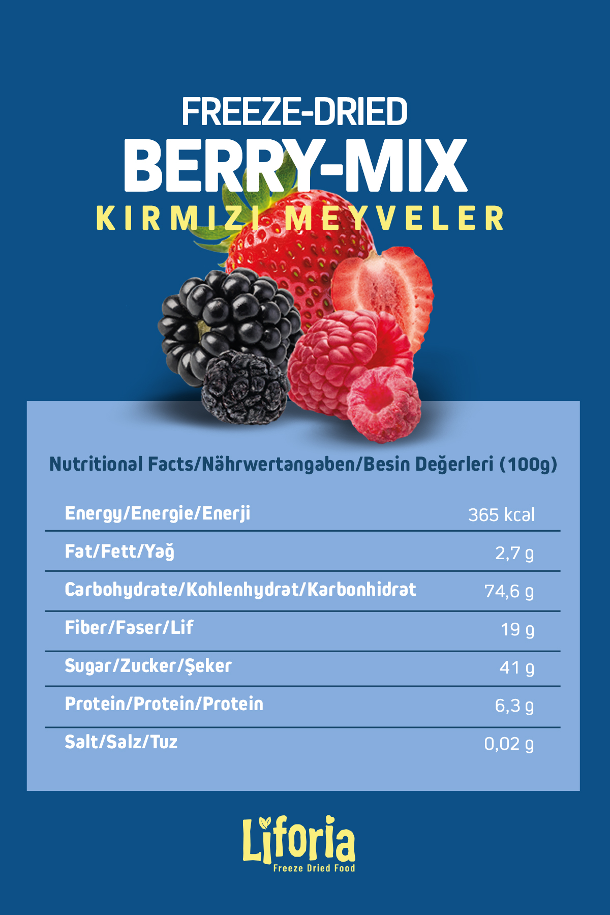 Liforia Freeze Dried Berry Mix - Dondurularak Kurutulmuş Meyve