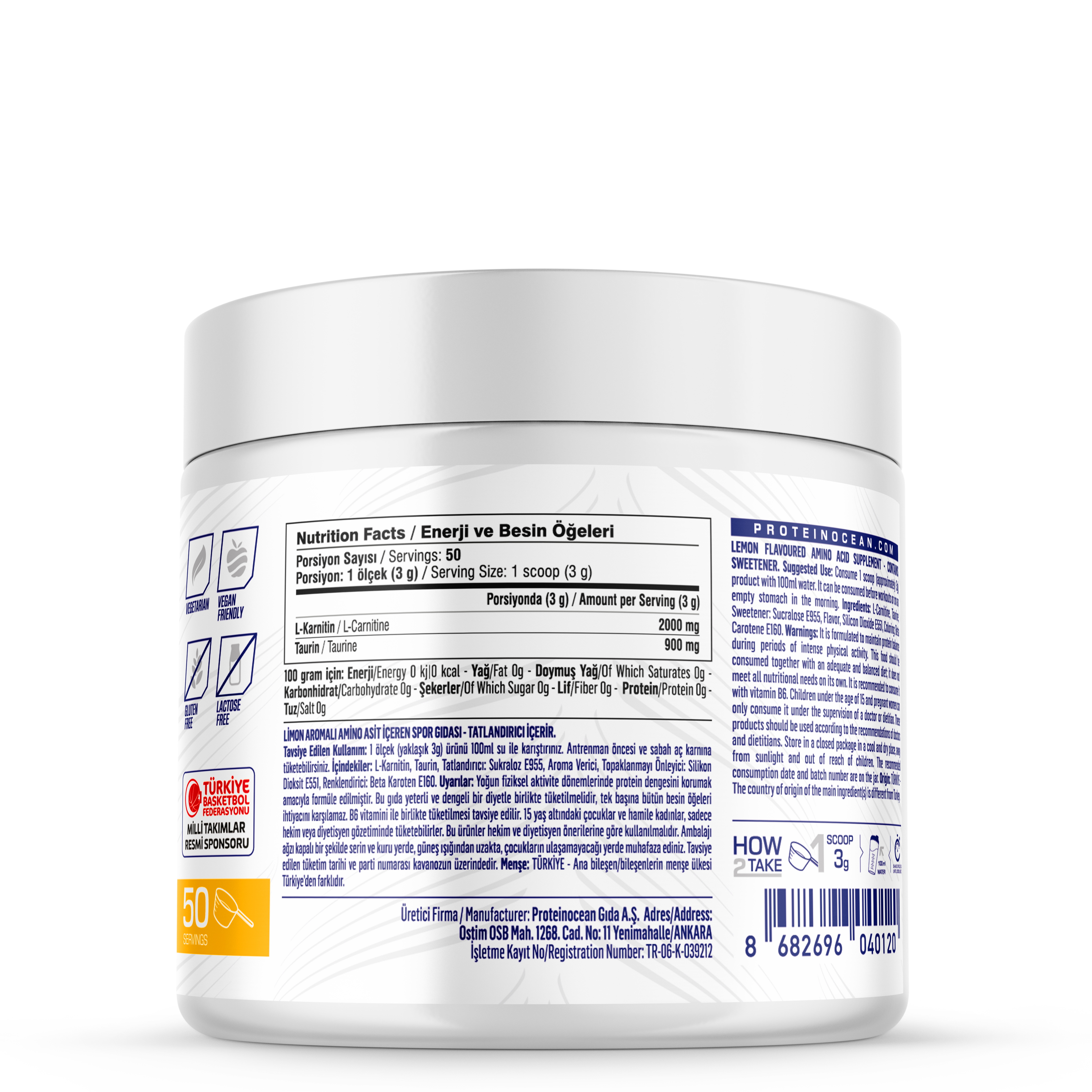 Proteinocean L-carnitine Limonata 150g - 50 Servis