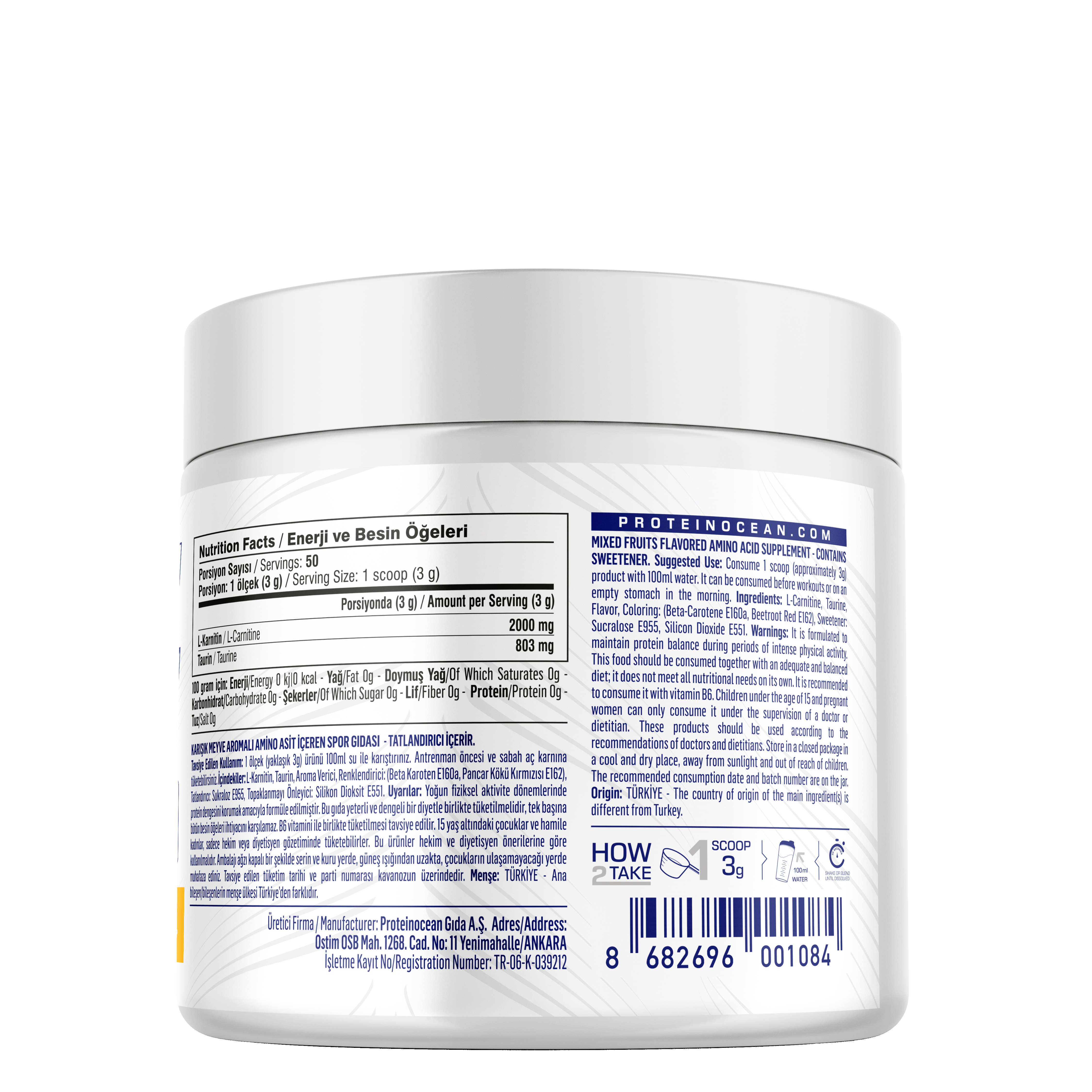 proteinocean l carnitine Proteinocean L-carnitine Fruit Fusion 150g - 50 Servis