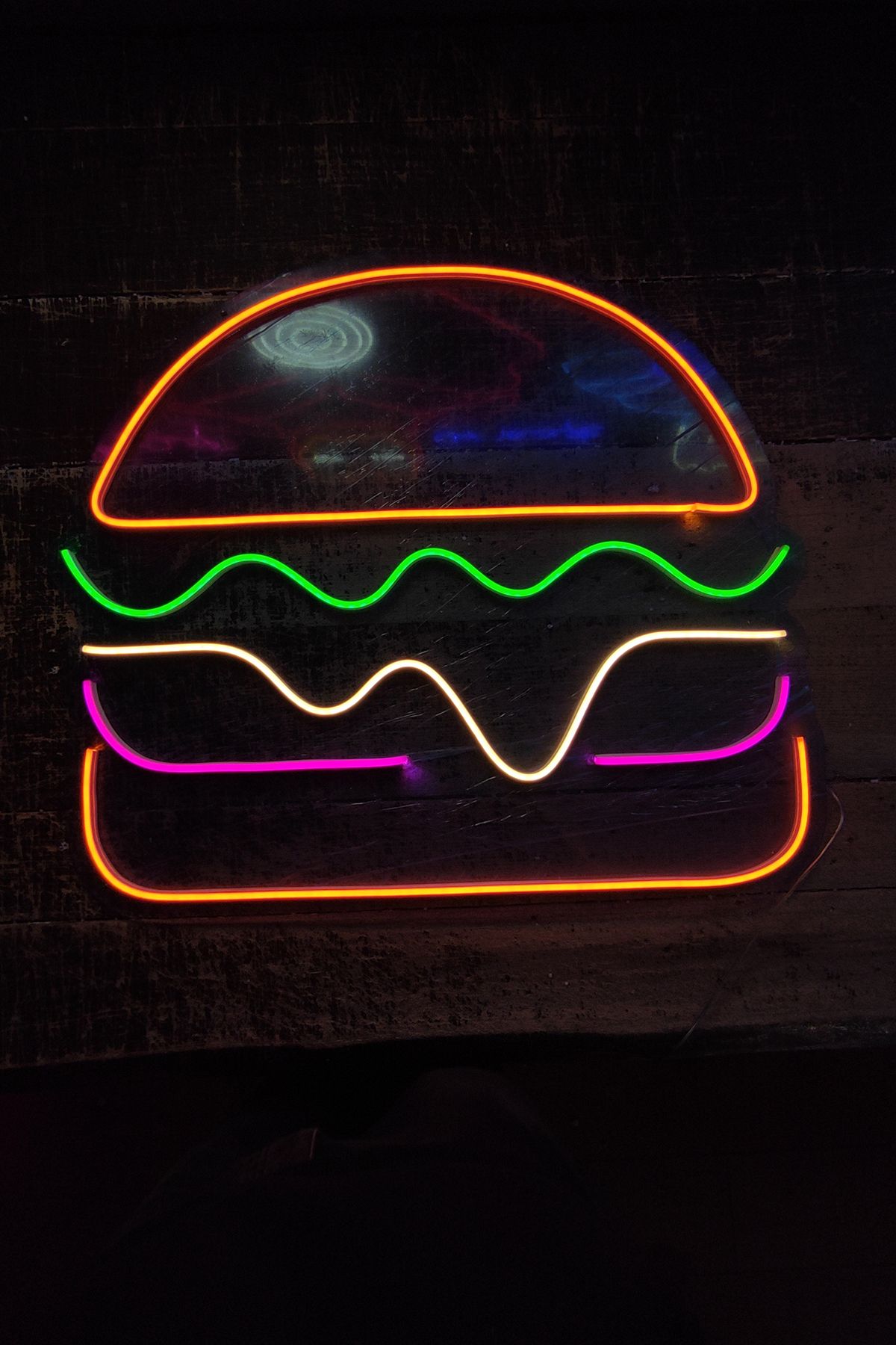 Işıklı Hamburger: Neon LED Tabela Duvar Dekorasyon Ürünü 