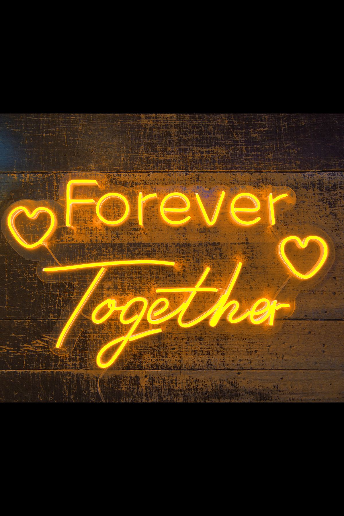 Işıklı Kalpli Forever Together: Neon LED Tabela Duvar Dekorasyon Ürünü 