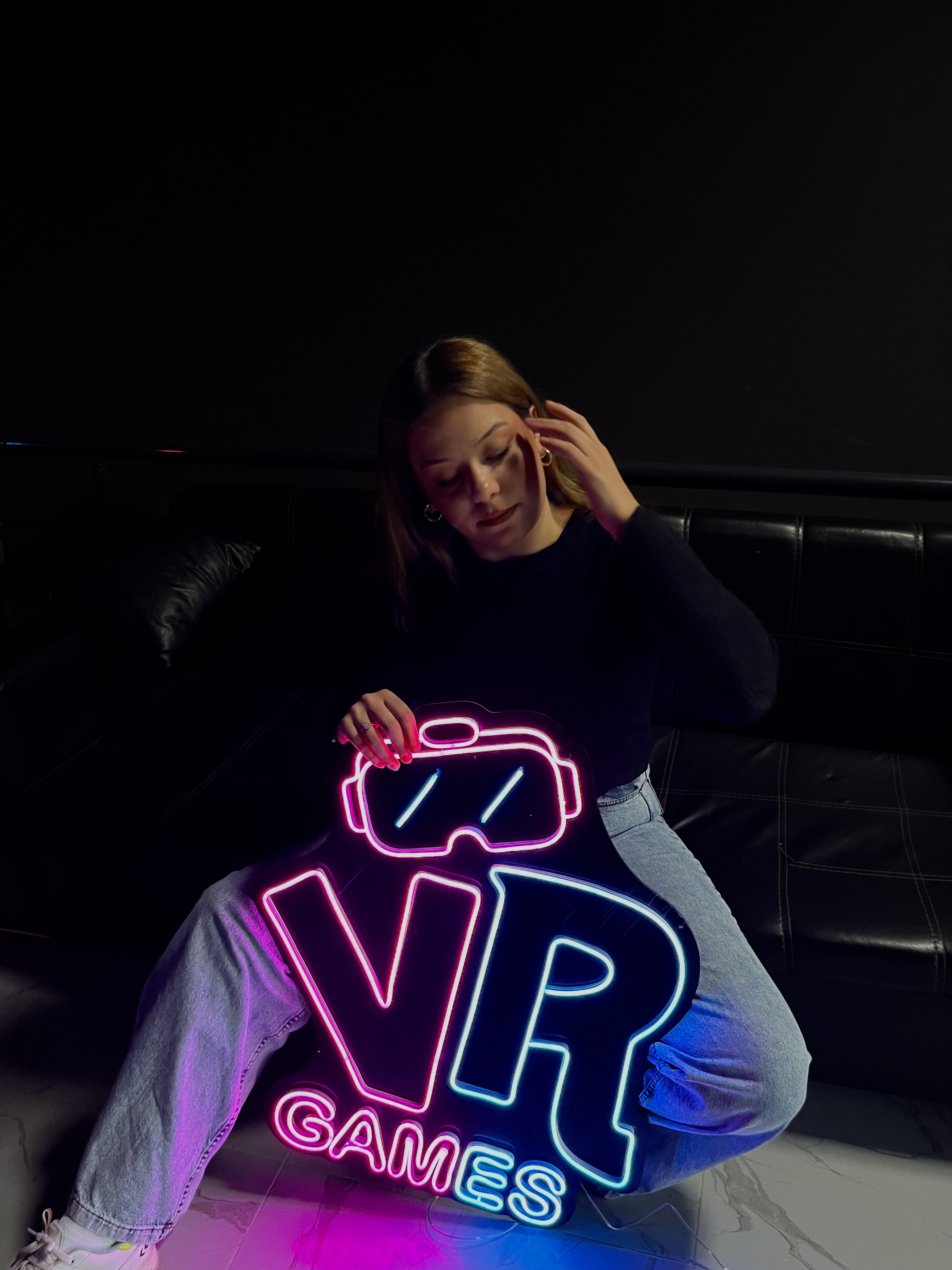 VR Games - Dekoratif Duvar Aydınlatması Neon Led Yazı Oyun Salonu 60x73 cm