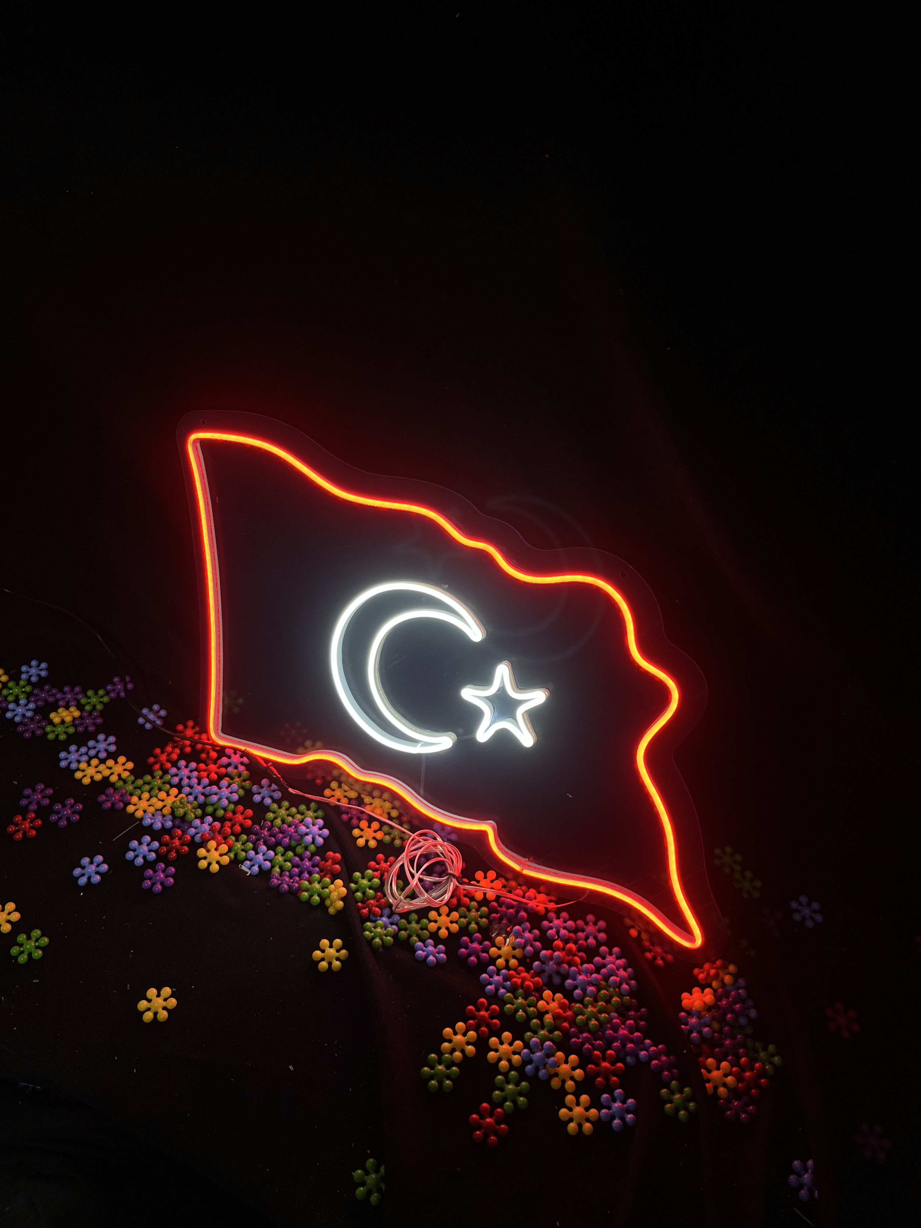 Türk Bayrağı - Dekoratif Duvar Aydınlatması Neon Led Yazı Motivasyon 60x34 cm