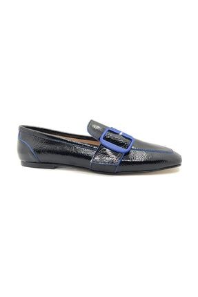 Mavi Tokalı Siyah Rugan Ayakkabı VYS-FBG-3523-SİYAH