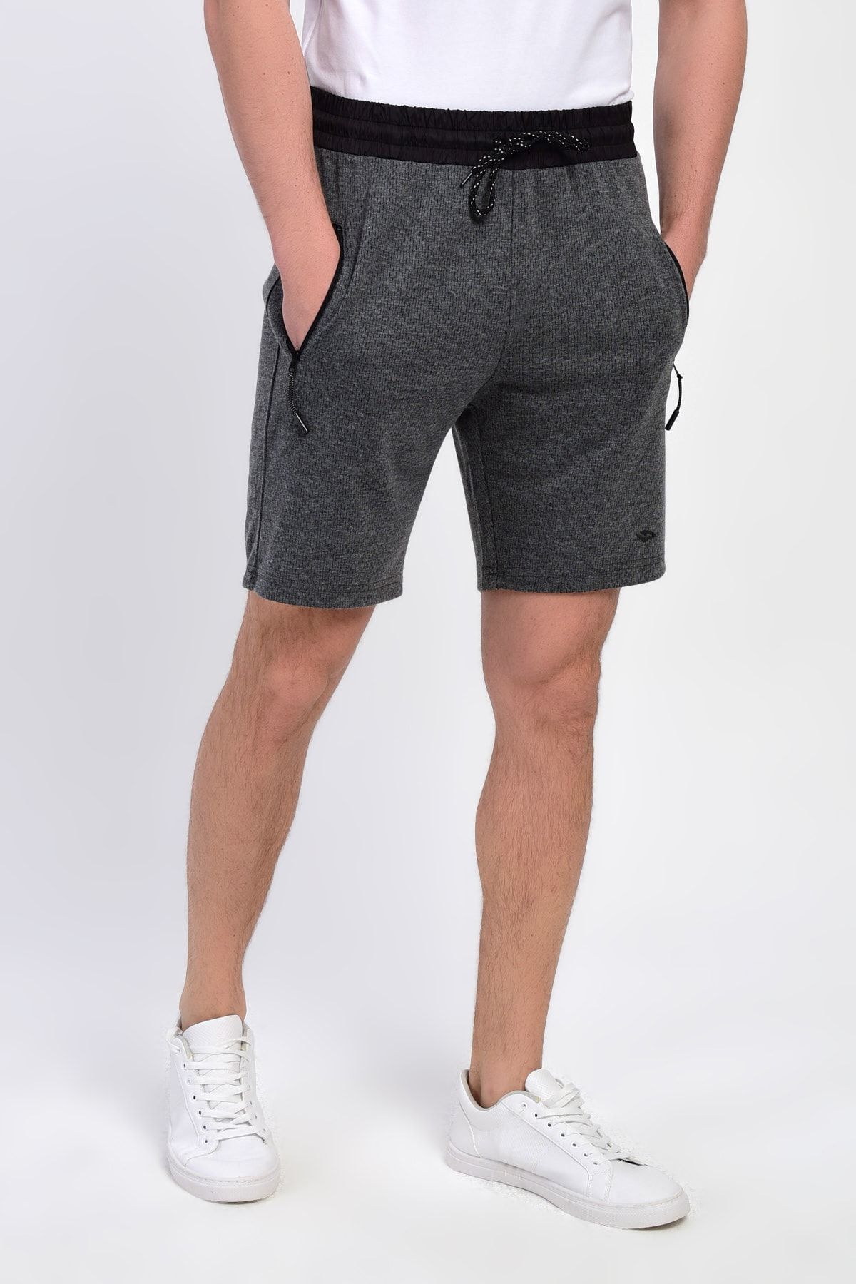 DYNAMO Pantaloni Scurți Pentru Bărbați, Antracit, Cu Buzunare Cu Talie Elastică Și Țesătură Sport Texturată Bermude Masculin - S