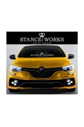 Stance Works Ön Cam Sticker Yapıştırması Araba Sticker V2 Siyah1b30
