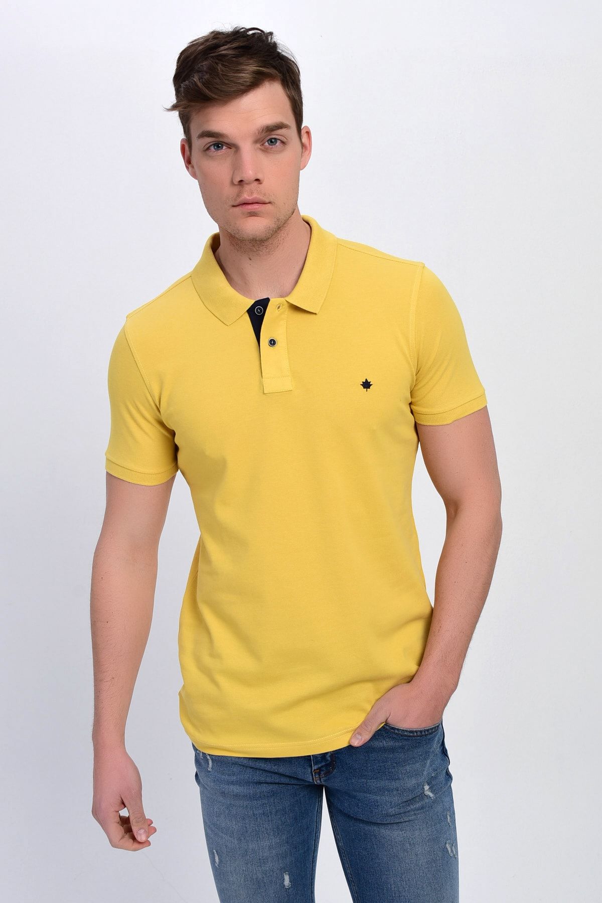 DYNAMO Poloshirt Gelb Slim Fit Fast ausverkauft