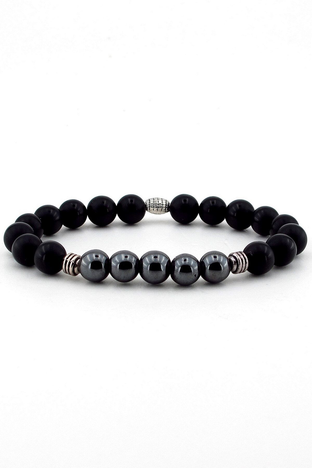 Solfera-Men's Black Onyx and Hematite Stone Bracelet B581 1