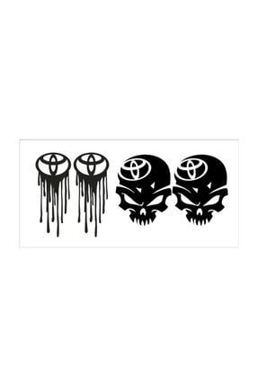 Toyota Sticker Set Kurukafa Ve Kanlı Logo Siyah1b22