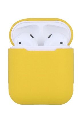 Apple Airpods Kılıf Airpod Koruma Kılıfı Silikon Koruyucu Kabı- Sarı Apple Airpods Silikon Kılıf - 536
