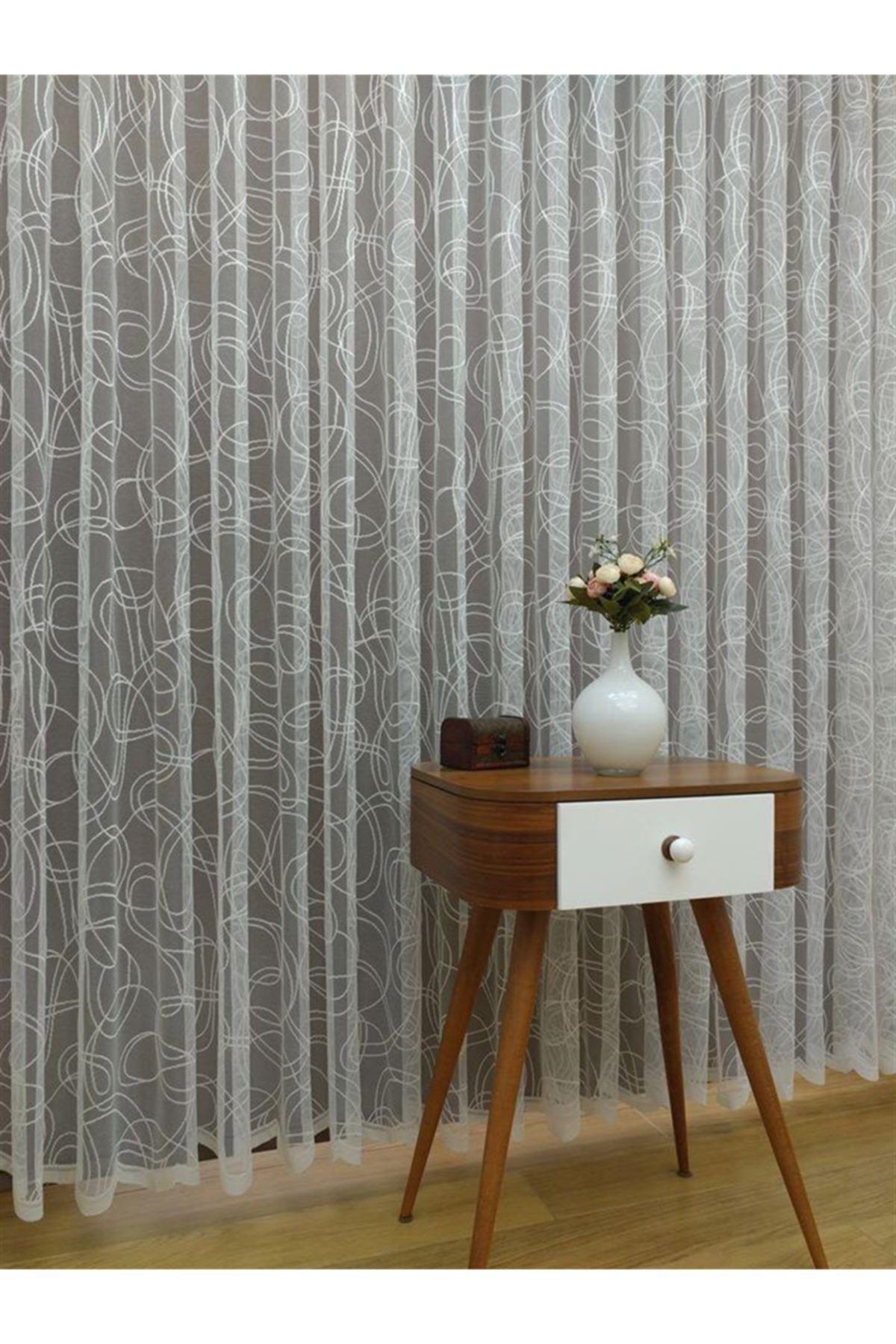 Esse Home Spor Desen Fransız Dantel Tül Perde, 350x250, Sık Pile, 1/3