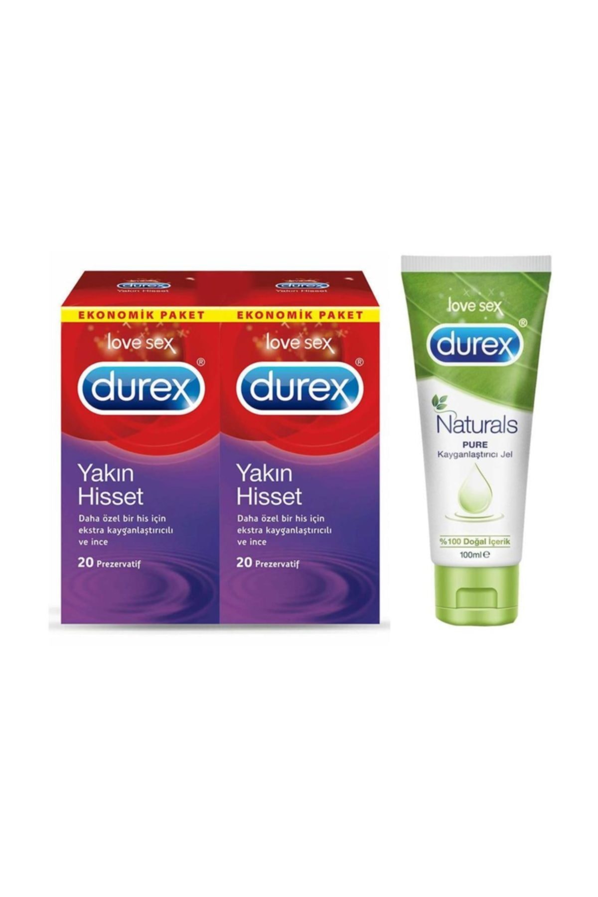 Yakın Hisset Prezervatif 2x20 + Naturals Pure Kayganlaştırıcı Jel 100ml