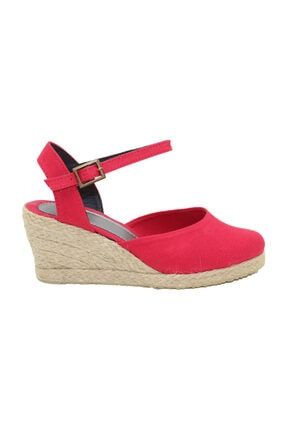 Kadın Kırmızı Keten Sandalet 01 SANDALET