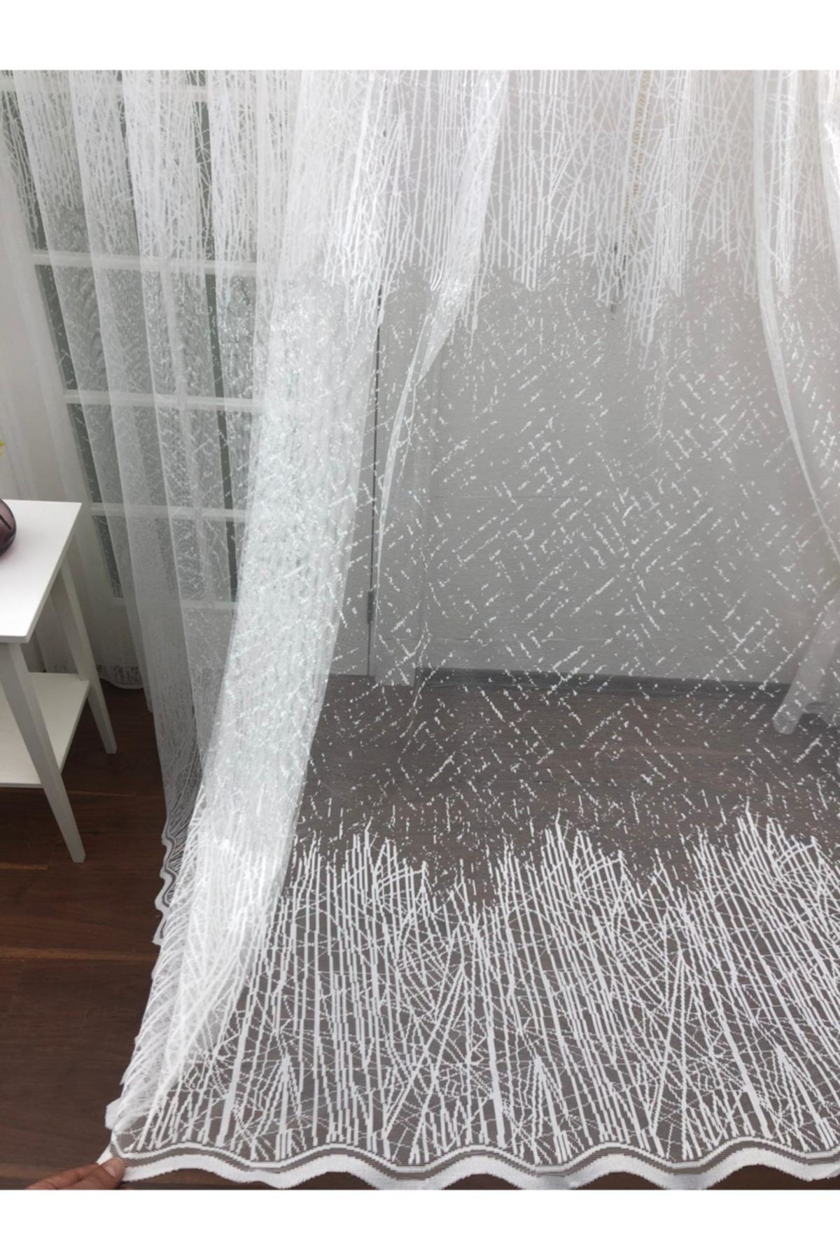 Esse Home Spor Desen Dantel Tül Perde, 250x250, Seyrek Pile, 1/2