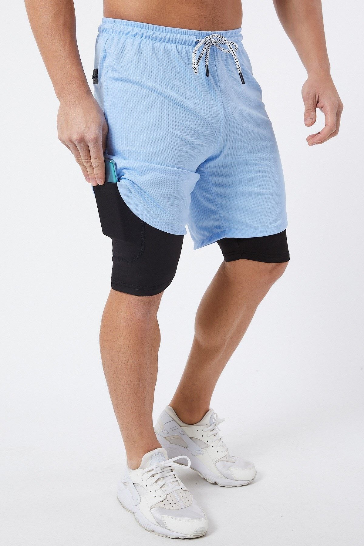 Gymwolves Erkek Spor Sort Cift Katmanli Siyah Comfortable Serisi Trendyol