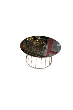 Brc Kum Saati Orta Sehpa Model 1023 Düz Siyah Temper-cam Çelik Rose Renk Kaplama El Yapım Bengi Orta Sehpa Bronz Kaplama Metal