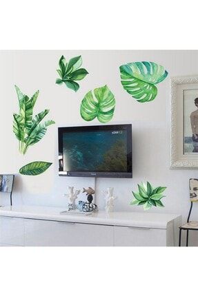 Yeşil Yapraklar Salon Ofis Ev Dekorasyonu Duvar Sticker Dekor 1