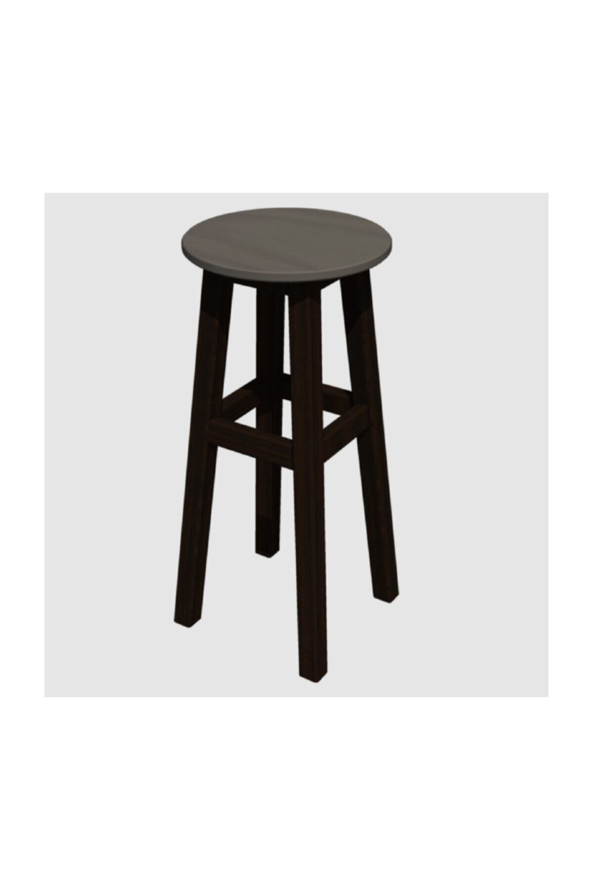 Arbre Ahşap Tabure, Siyah Iskelet , 65cm Yükseklik / Antrasit Gri Tabla