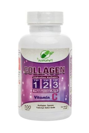 Hidrolize Collagen (kolajen) Type (tip) 1-2-3 Hyaluronic Acid Vitamin C 100 Tablet MY03