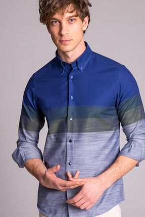 Dufy Beyaz Desenli Pamuklu Polyester Erkek Gomlek Slim Fit Trendyol