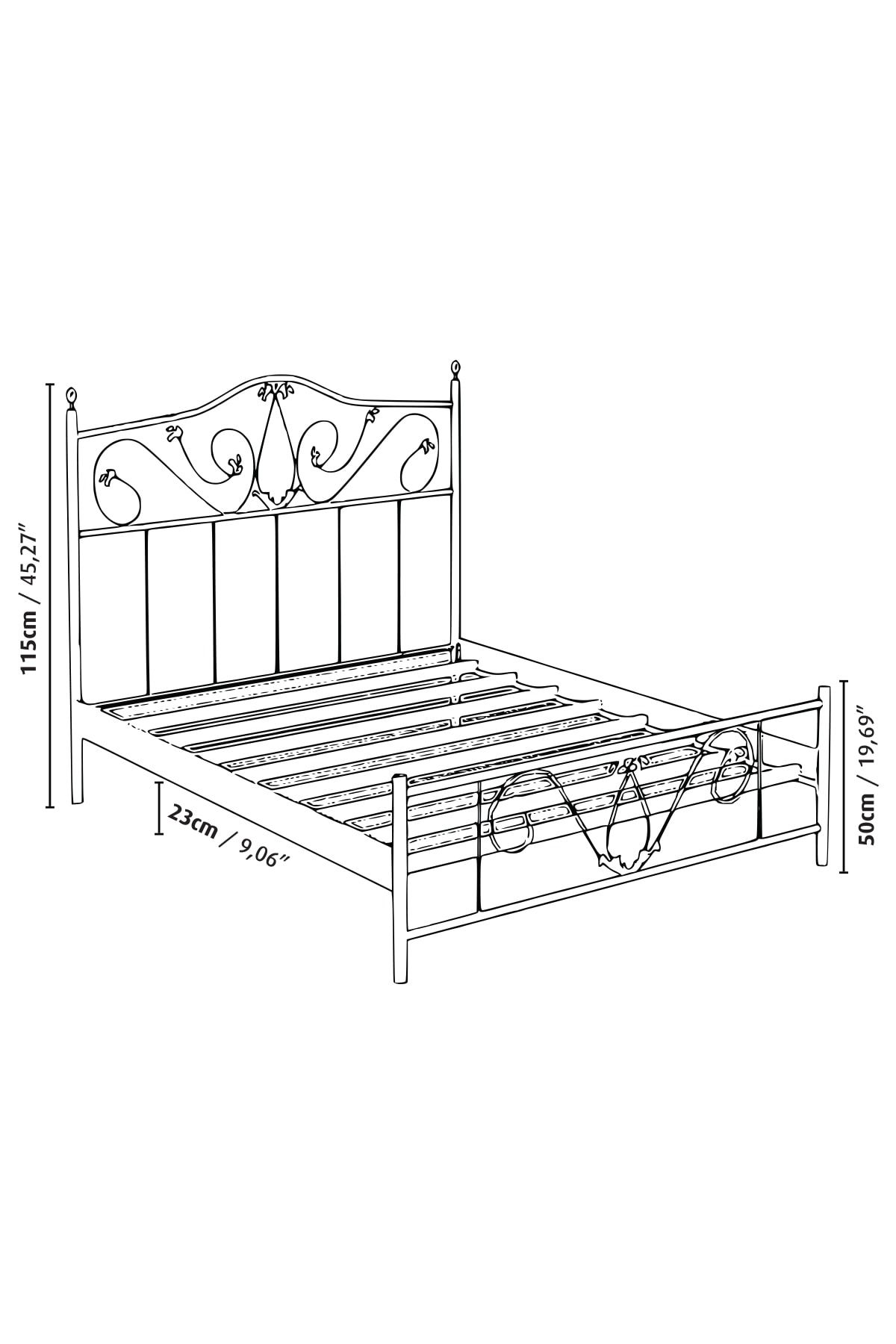 Fano Marie 150x200 Ferforje Metal Karyola Cift Kisilik Ferforje Yatak Trendyol