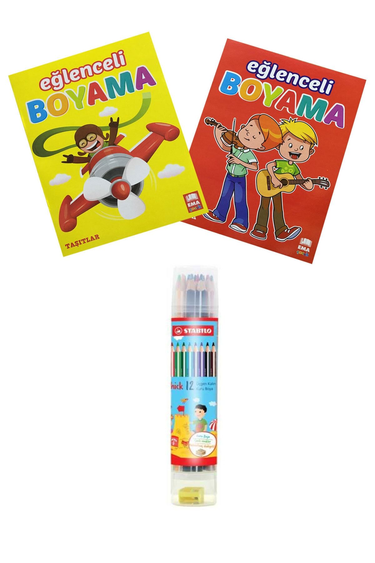 Stabilo Trio Thick Kuru Boya Kalemi 12 Renk 2 Ad Boyama Kitabi Hediyeli Trendyol