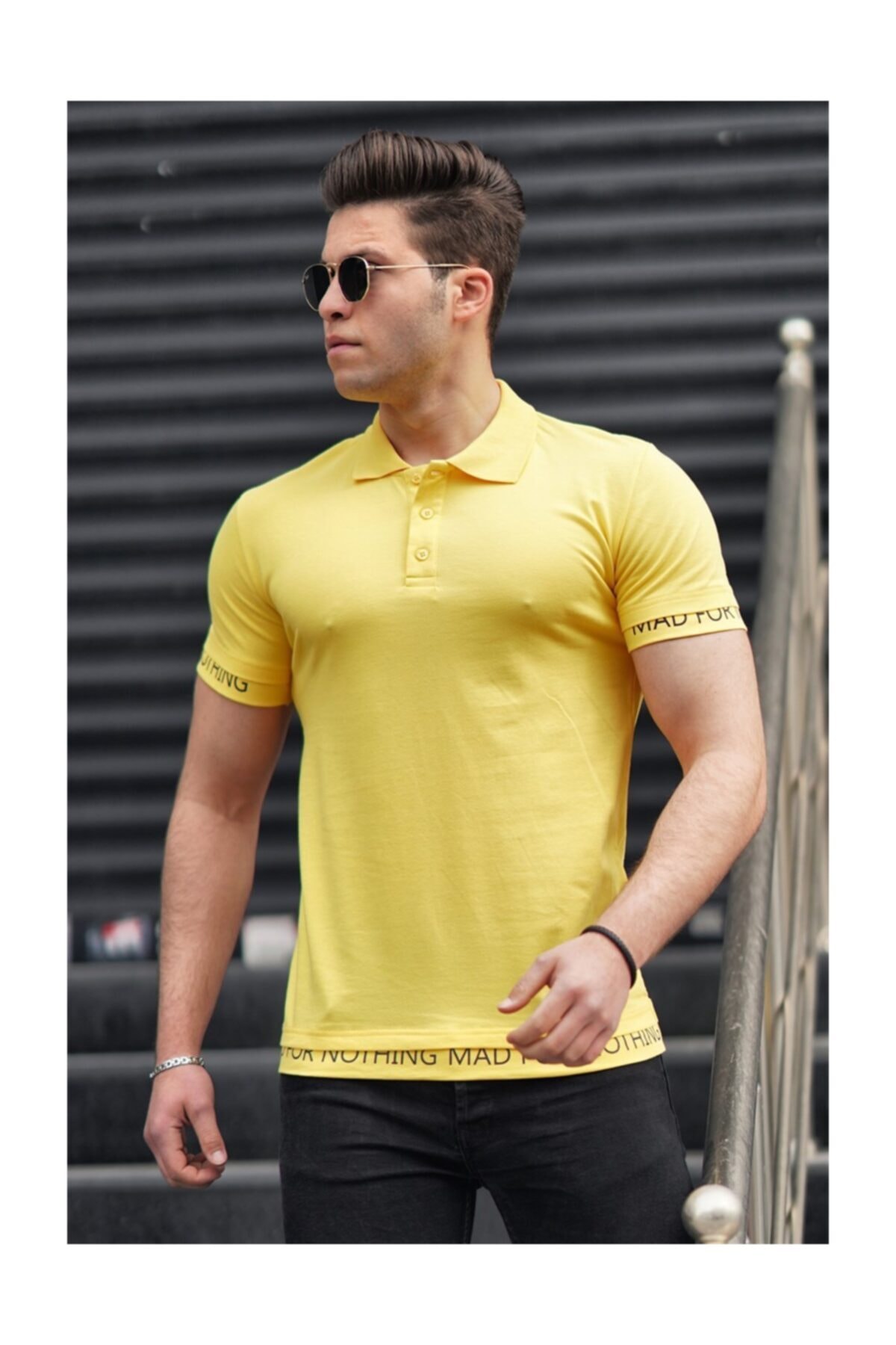 Madmext Poloshirt Gelb Regular Fit