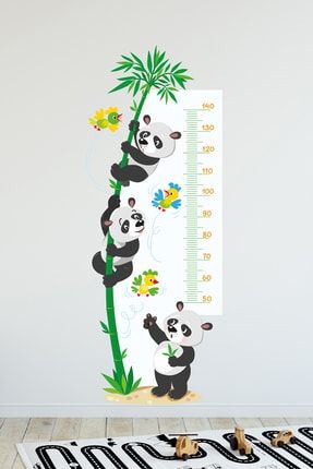 Şaşkın Pandalar Temalı Boy Ölçer Duvar Sticker SM0001PNDBYOLC-5