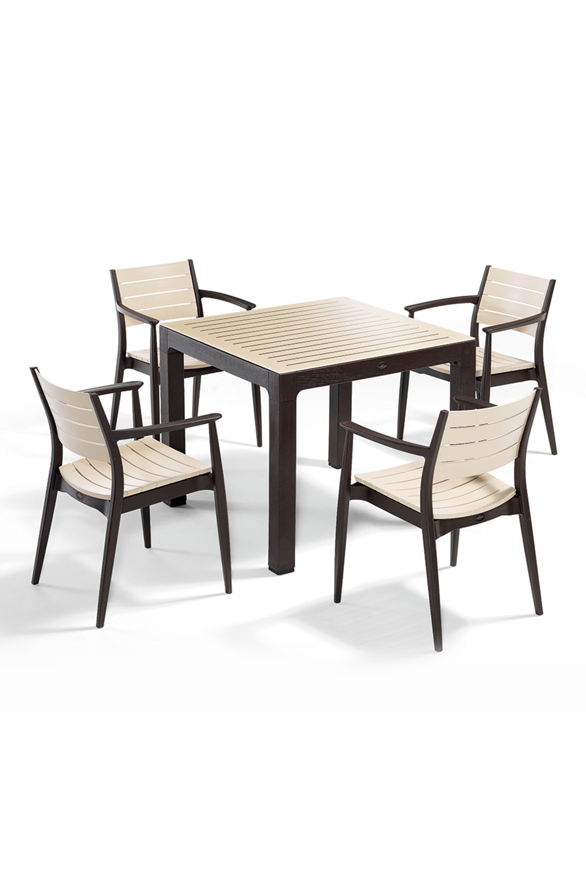 Regnum 4-Piece Garden Table Set with Glass - Coffee/Cappuccino