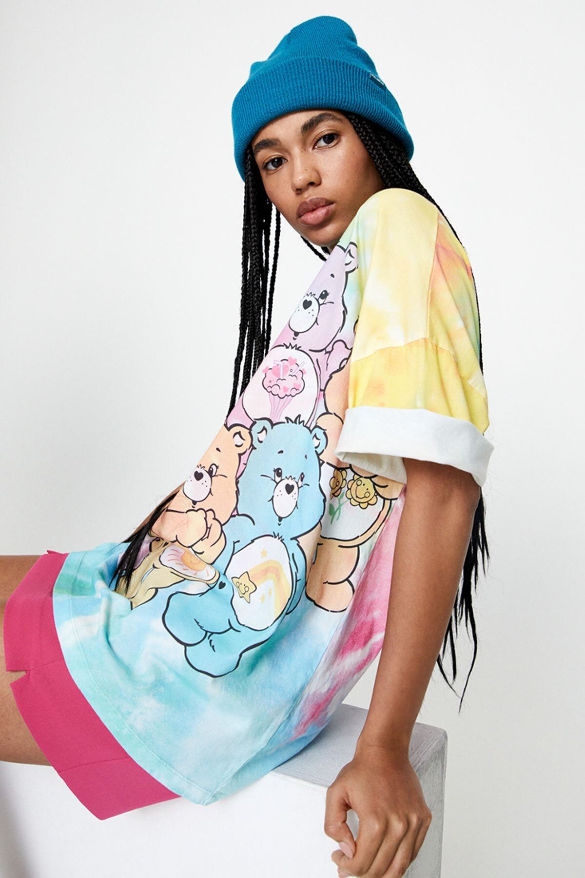 Pull Bear Kadin Kirik Mavi Batik Care Bears Desenli T Shirt