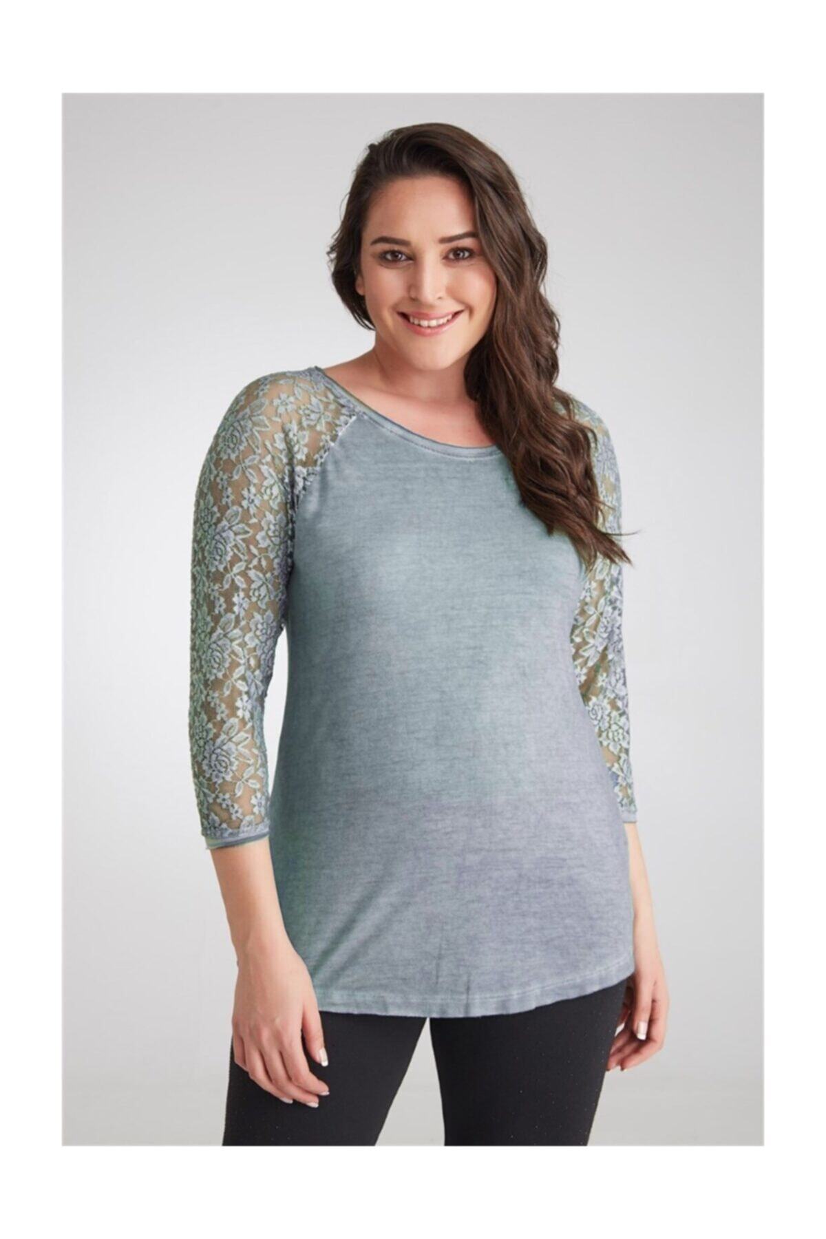 Seamoda-Oil Wash Blouse with Sleeve Ruched - Light Blue 2