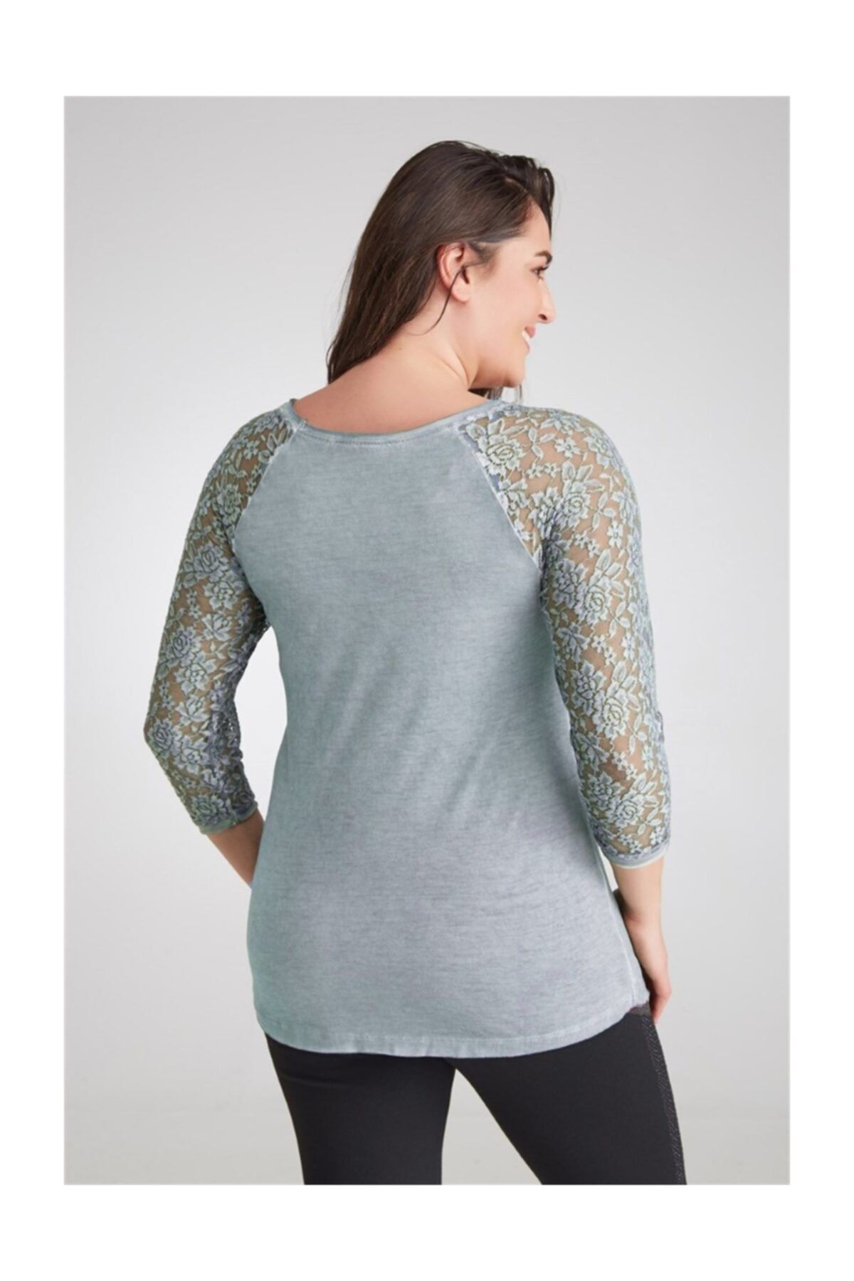 Seamoda-Oil Wash Blouse with Sleeve Ruched - Light Blue 4