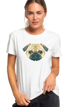 Collage Dog Head Kopek Baskili Beyaz Kadin Tshirt T Shirt Tisort T Shirt Trendyol