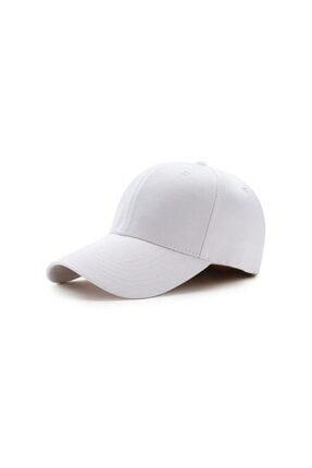 Düz Renk Cap Beyaz Unisex Erkek Kadın Şapka Kep BRS.RND.667