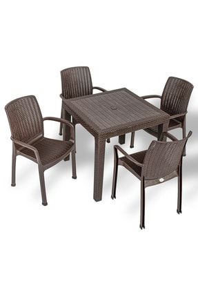 Estelia Rattan Elena 80x80 Cm Masa Takimi 2000138947442 Trendyol