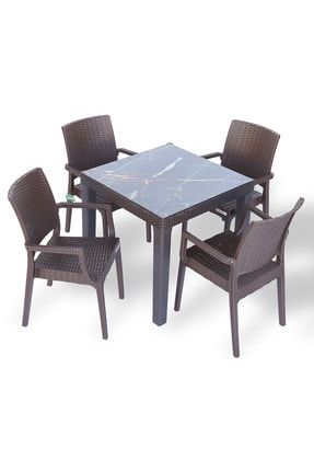 Estelia Rattan Elena 80x80 Cm Masa Takimi Trendyol