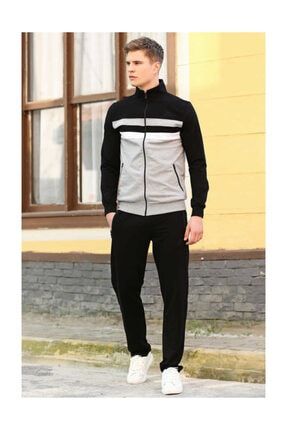 Tommy Life Seritli On Garnili Siyah Gri Erkek Esofman Takim Trendyol