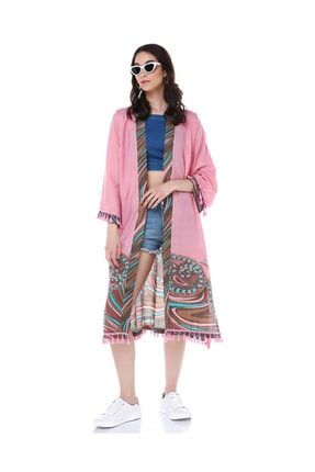 Aksesuar Detaylı Uzun Kimono Yazlık Elbise 1047