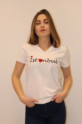 Beyaz Kadın Basic T-shirt IST02