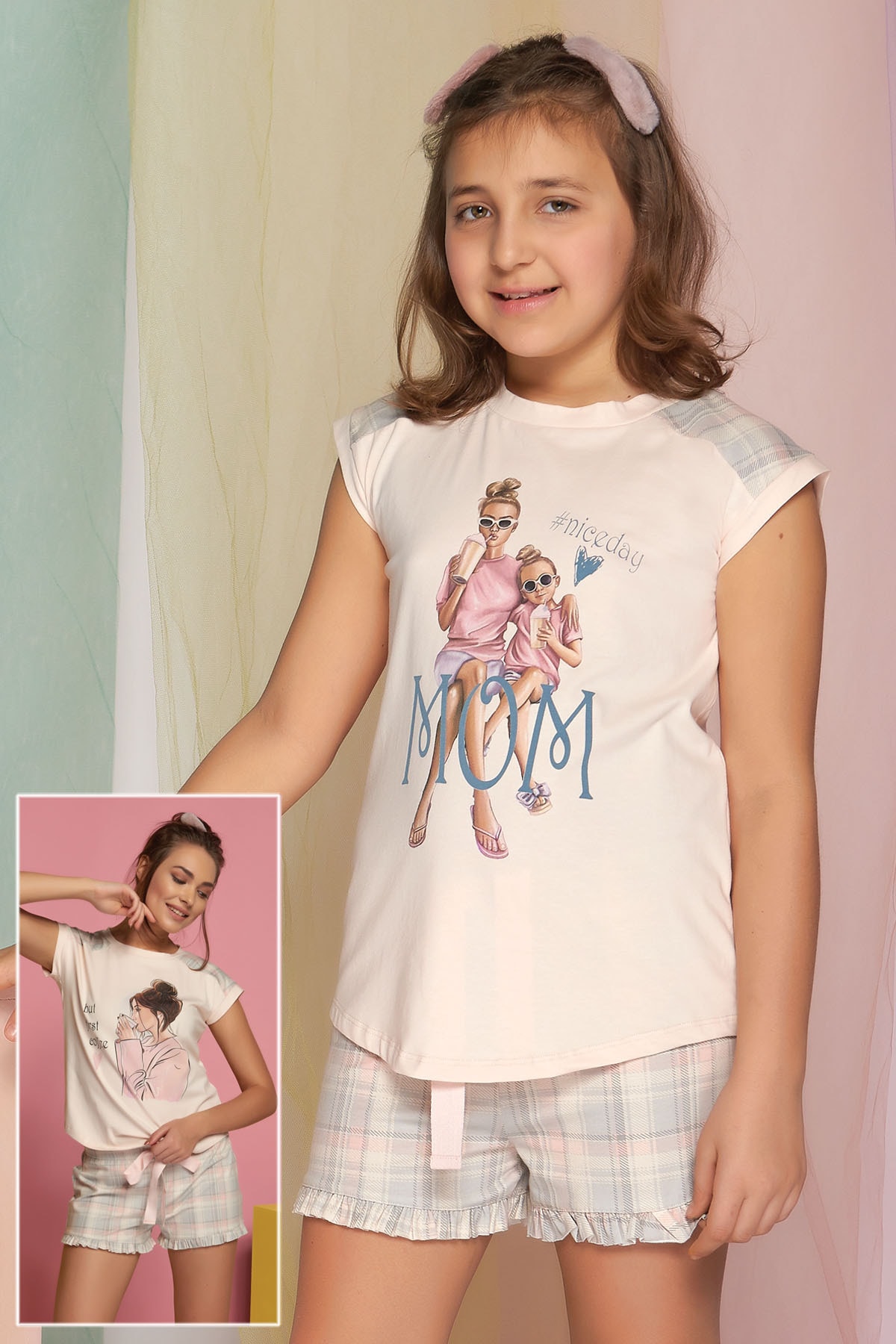 7816 Girls Printed Shorts Set