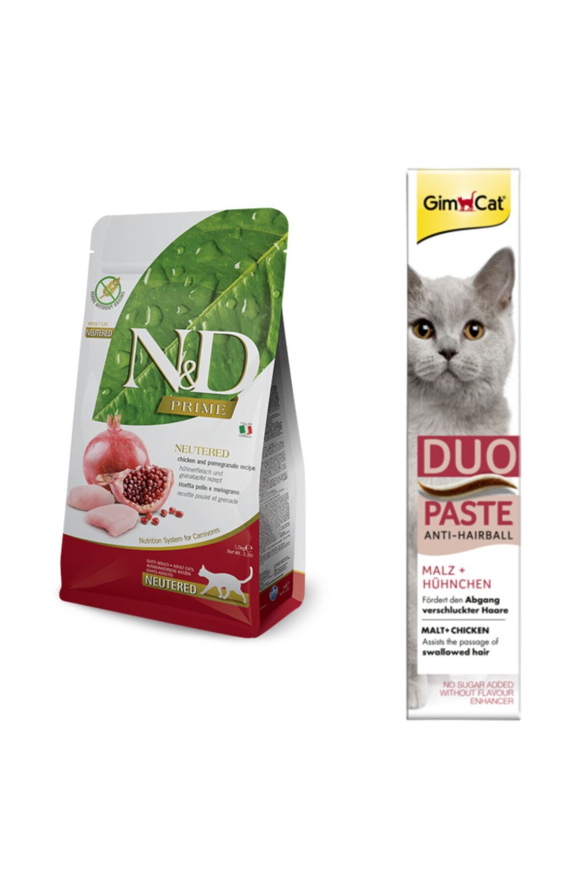 N D Nd Tahilsiz Kisirlastirilmis Yetiskin Kedi Mamasi 1 5 Kg Gimcat Tavuklu Anti Hairball Malt 50gr Fiyatlari Ozellikleri Ve Yorumlari En Ucuzu Akakce
