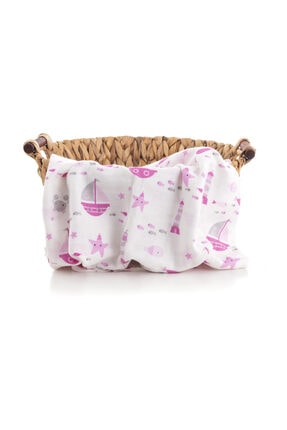 Caline Baby Muslin Bezi Ortu Bulut Desen Mavi 4 Adet Agiz Mendili Trendyol