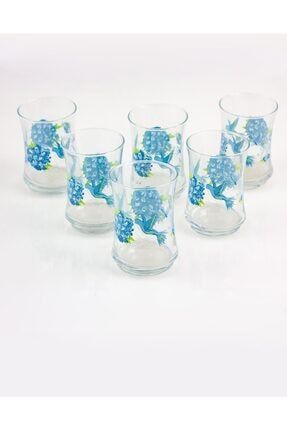 Mavi Desenli Su ve Meşrubat Bardağı 6 Adet desenlisubardagi