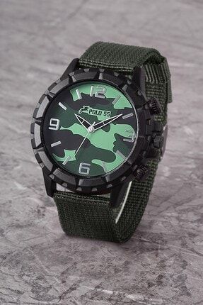 Polo55 Plek001r05 Askeri Kamuflaj Desenli Nato Orme Kayisli Erkek Yesil Kol Saati Trendyol
