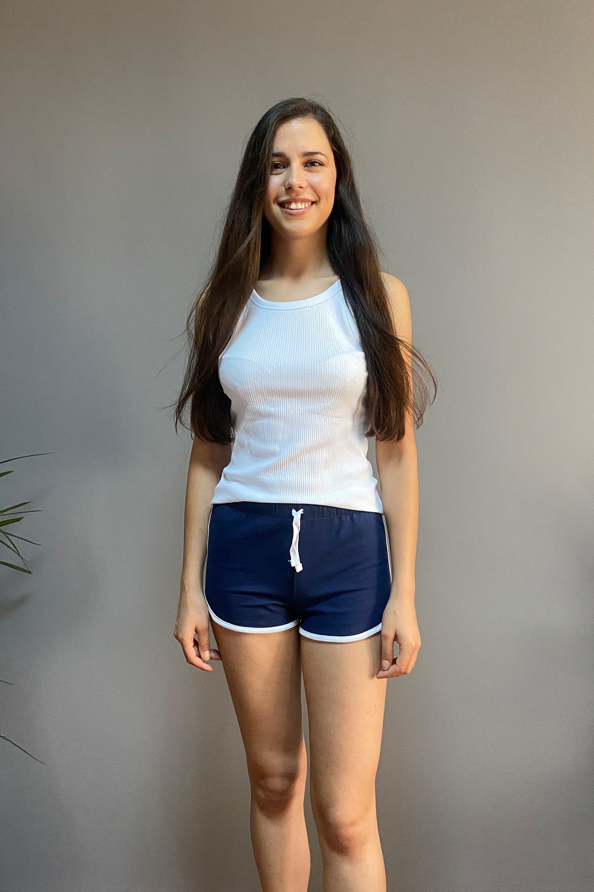 Women's Navy Blue Sports Mini Elastic Shorts